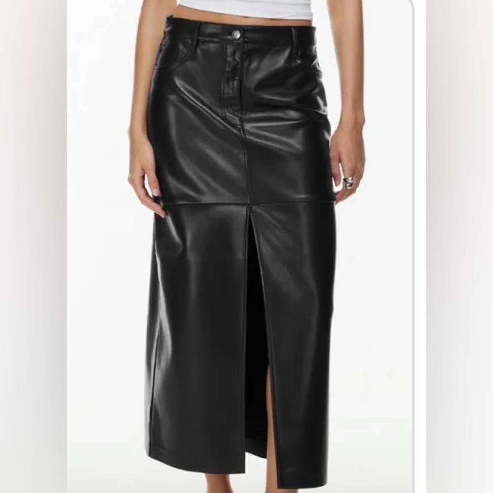 Wilfred Black Leather Skirt